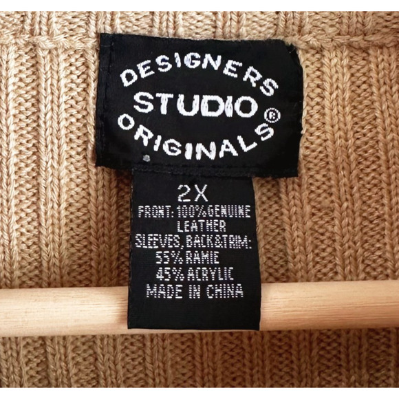 Designer Studio Original Zip Up Suede Patchwork Sweater 2X Boho Hippie Retro 70s - Picture 3 of 6